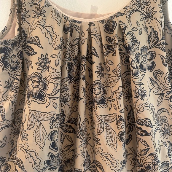 Garnet Hill Black and Olive Floral swim tankini top size 10 - Picture 4 of 8